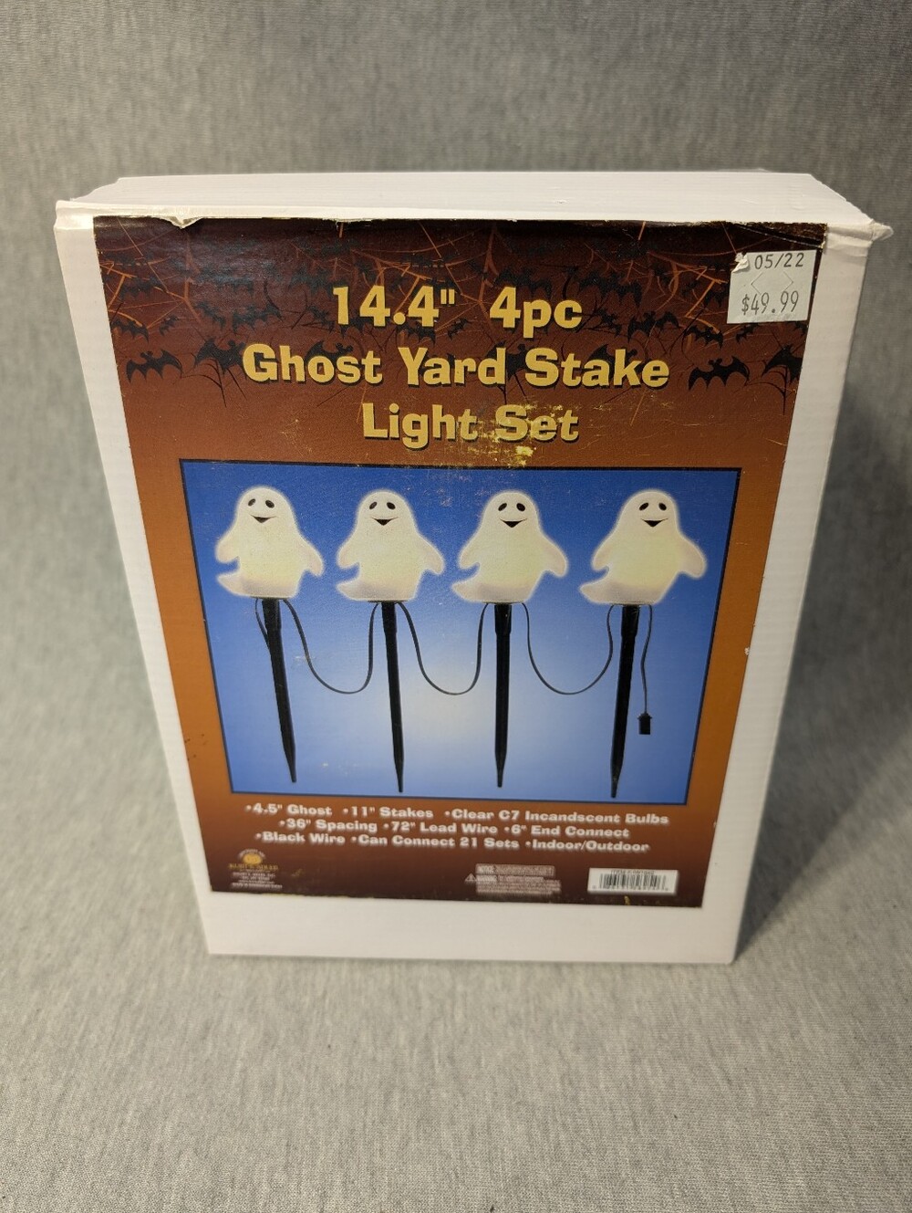 Halloween Ghost Yard Stake Light Set 4 Pieces Indoor Outdoor 11" Stakes New